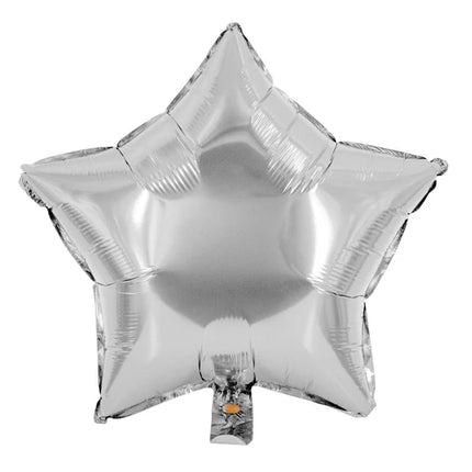 Palloncino a forma di stella in elio, argento, tinta unita, vuoto, 45 cm