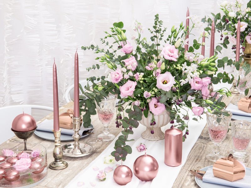 Stompkaars Rose Goud Metallic 12cm 6st van Partydeco koop je bij Partywinkel