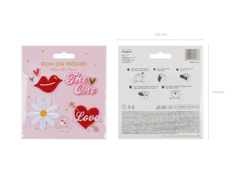 Strijk Embleem Love 4st van Partydeco koop je bij Partywinkel