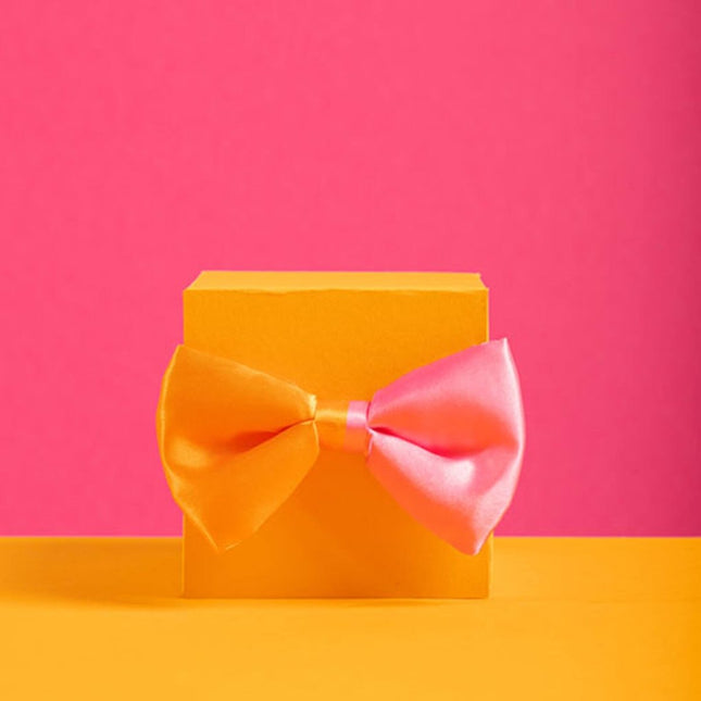 Strikje Colorblock Oranje/Roze van Folat koop je bij Partywinkel