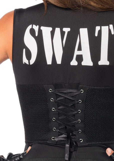 Swat Catsuit Zwart Dames Leg Avenue - Partywinkel - 714718507521