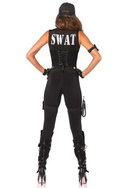Swat Catsuit Zwart Dames Leg Avenue - Partywinkel - 714718507521