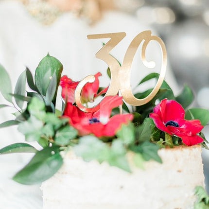 Taarttopper 30 Jaar Goud 20,5cm van Partydeco koop je bij Partywinkel