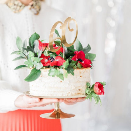 Taarttopper 60 Jaar Goud 21cm van Partydeco koop je bij Partywinkel