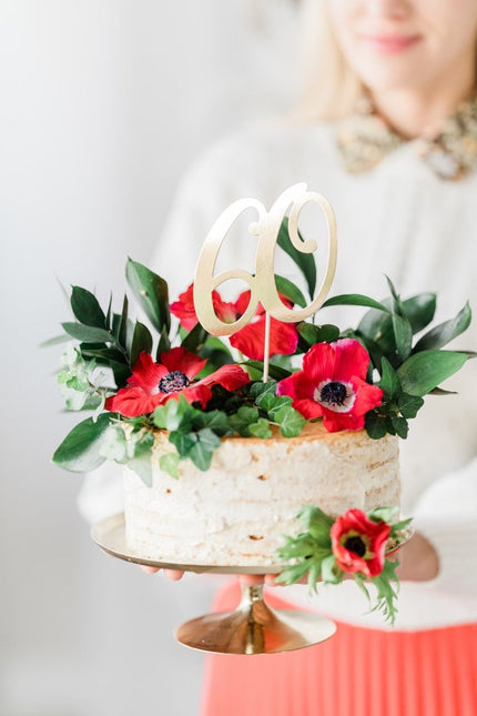 Taarttopper 60 Jaar Goud 21cm van Partydeco koop je bij Partywinkel