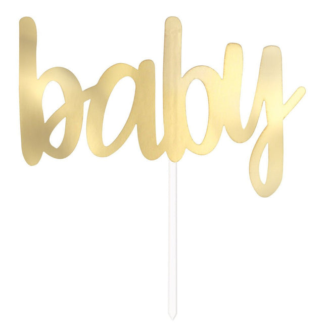 Taarttopper Baby Goud 15cm van Unique koop je bij Partywinkel