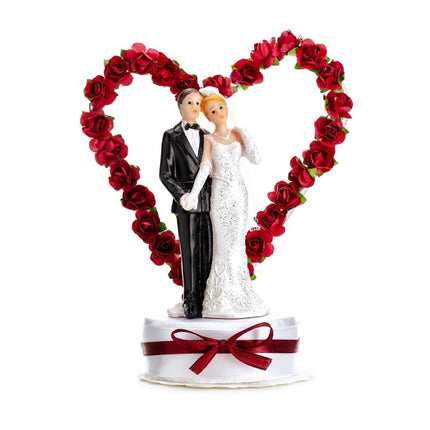 Taarttopper Bruiloft Bruidspaar Hart 16cm van Partydeco koop je bij Partywinkel