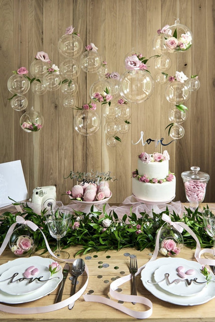 Taarttopper Love Zilver 17cm van Partydeco koop je bij Partywinkel