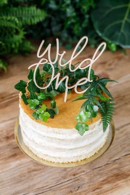 Taarttopper Wild One Hout 22cm van Partydeco koop je bij Partywinkel