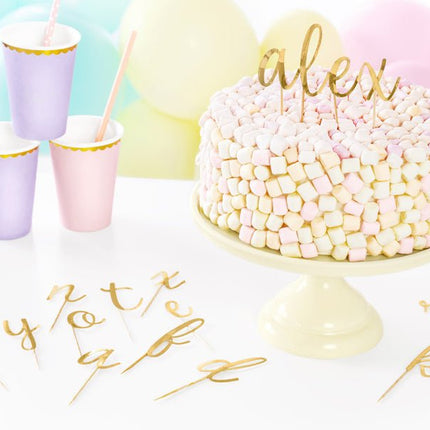 Taarttoppers Alfabet 12cm 53st van Partydeco koop je bij Partywinkel