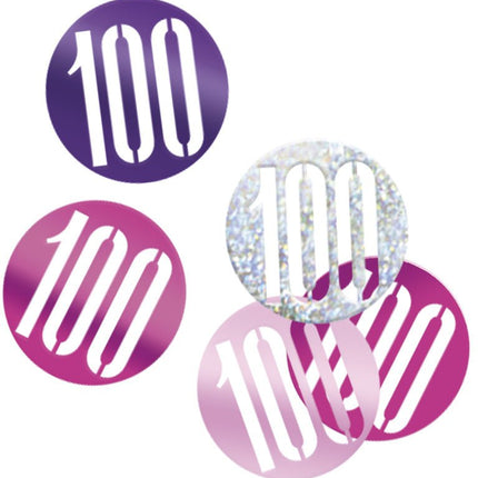 Tafelconfetti 100 Jaar Roze 14gr van Unique koop je bij Partywinkel