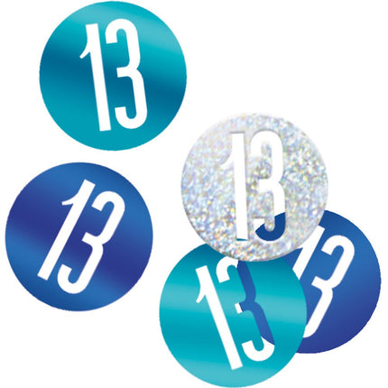 Tafelconfetti 13 Jaar Blauw 14gr van Unique koop je bij Partywinkel