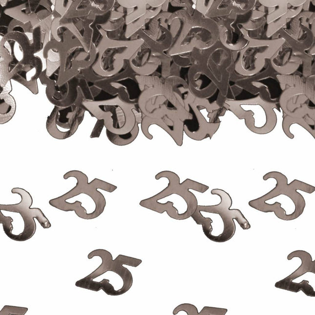 Tafelconfetti 25 Jaar Zilver 1cm 600st - Partywinkel - 8714572053266