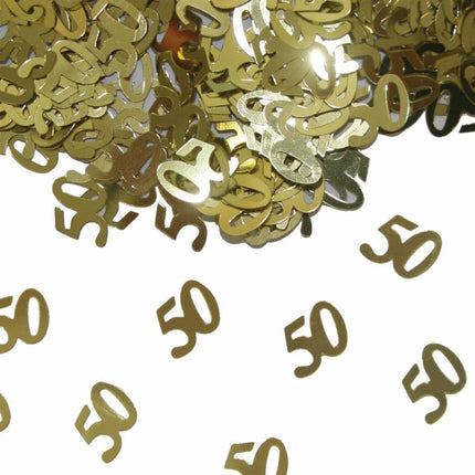 Tafelconfetti 50 Jaar Goud 1cm 600st van Folat koop je bij Partywinkel