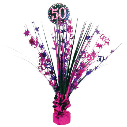 Tafeldecoratie 50 Jaar Happy Birthday Roze 33cm van Riethmueller koop je bij Partywinkel