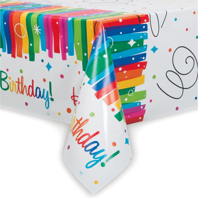 Tafelkleed Happy Birthday Regenboog 2,13m van Unique koop je bij Partywinkel