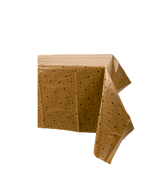 Tafelkleed Zwarte Sterren Goud 2,74m van Paper Dreams koop je bij Partywinkel