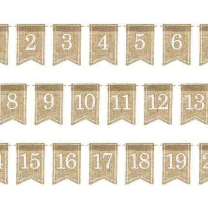 Tafelnummers Jute 10,5cm 20st van Partydeco koop je bij Partywinkel