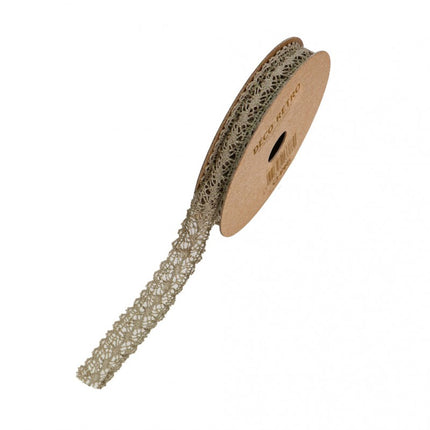 NASTRO IN PIZZO DI COTONE COLOR TORTORA 1 CM X 2 M