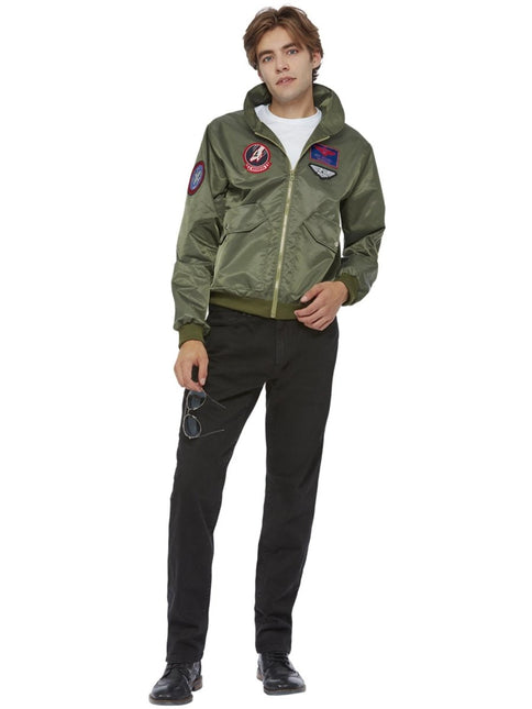 Top Gun Maverick Bomber Jacket, Groen van Smiffys koop je bij Partywinkel