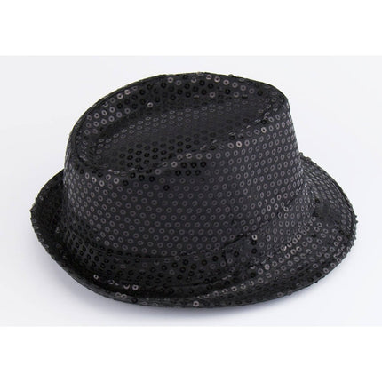 Trilby hoed metallic zwart met glitters van Folat koop je bij Partywinkel
