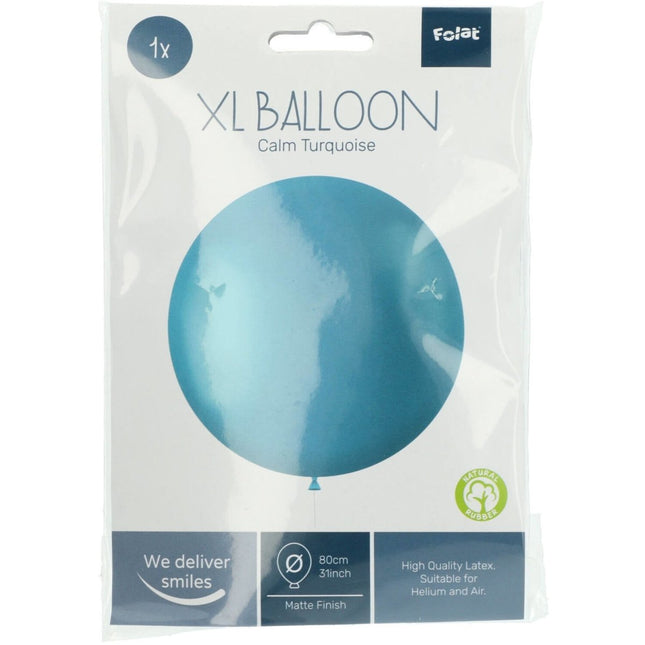 Turquoise Ballon Calm Turquoise 80cm van Folat koop je bij Partywinkel