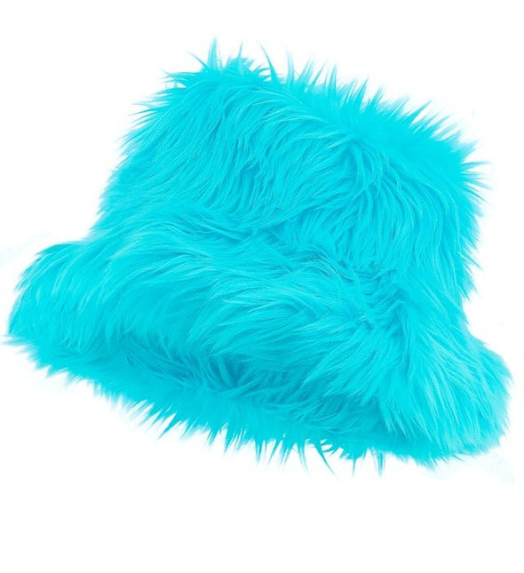 Turquoise Bucket Hat Pluche van Widmann koop je bij Partywinkel