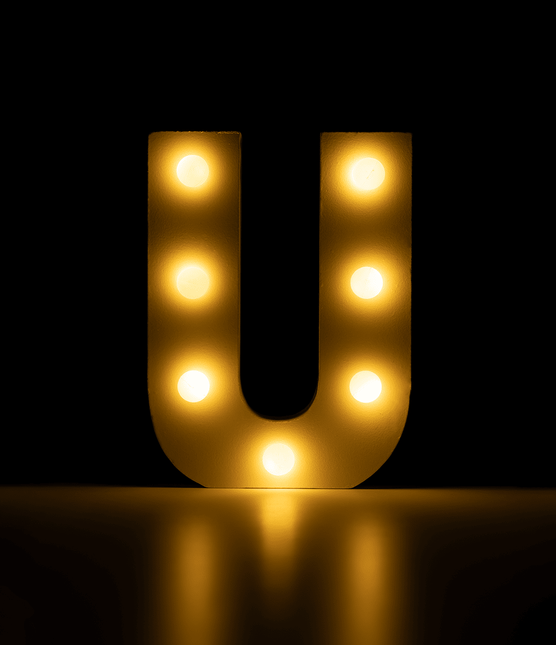 U Licht Letter 16,5cm van Paper Dreams koop je bij Partywinkel