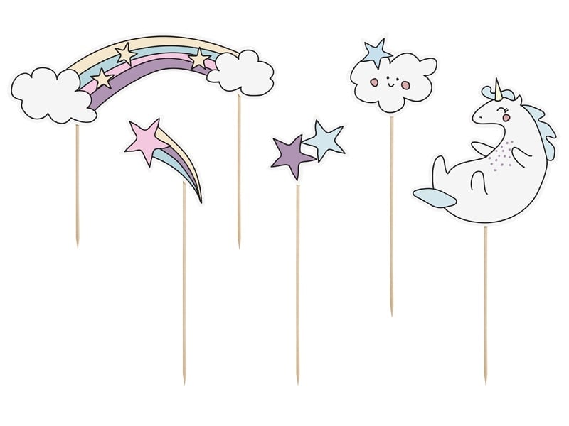 Unicorn Taart Topper Set 5 delig van Partydeco koop je bij Partywinkel