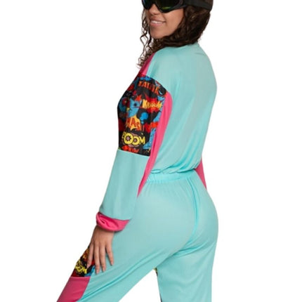 Tuta da sci anni '80 con occhiali a fumetto - Unisex