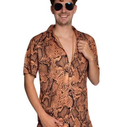 Camicia Snake Print Oro Uomo