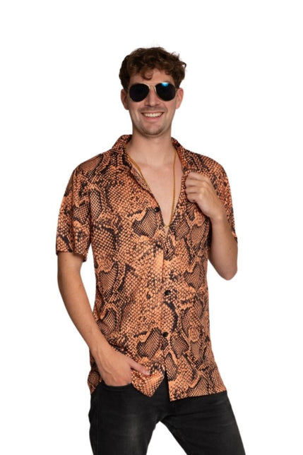 Camicia Snake Print Oro Uomo