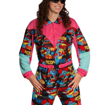 Tuta da sci anni '80 con occhiali a fumetto - Unisex