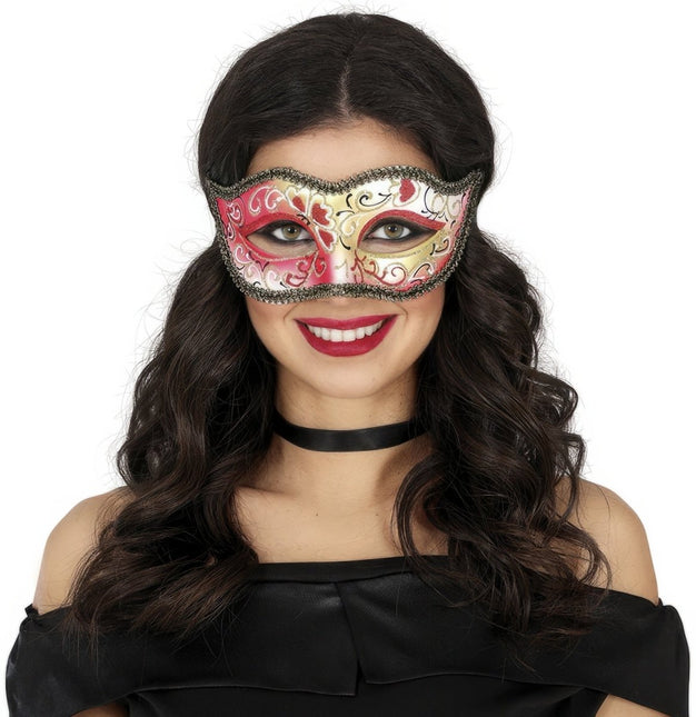 Venetiaans Oogmasker Goud Roze van Fiestas Guirca koop je bij Partywinkel