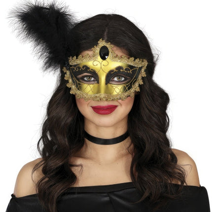 Venetiaans Oogmasker Goud Zwart van Fiestas Guirca koop je bij Partywinkel
