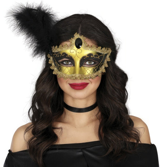 Venetiaans Oogmasker Goud Zwart van Fiestas Guirca koop je bij Partywinkel