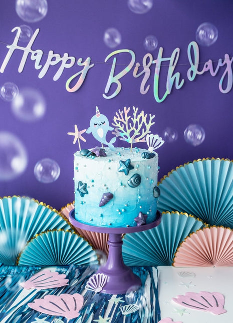 Verjaardag Slinger Happy Birthday Parelmoer 62cm van Partydeco koop je bij Partywinkel