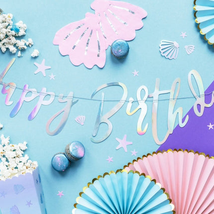 Verjaardag Slinger Happy Birthday Parelmoer 62cm van Partydeco koop je bij Partywinkel