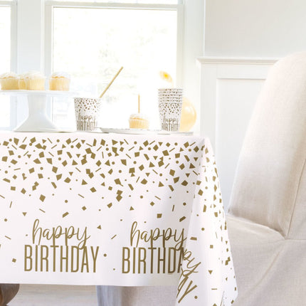 Verjaardag Tafelkleed Goud Confetti 2,13m van Unique koop je bij Partywinkel