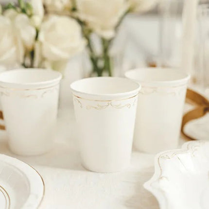 Versierde kopjes, wit, 220 ml van Partydeco koop je bij Partywinkel