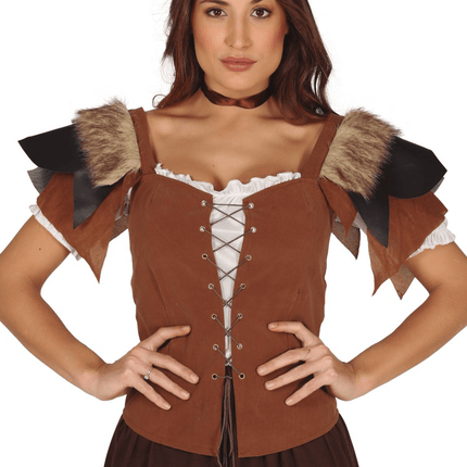 Vest Leer Dames Bruin L van Fiestas Guirca koop je bij Partywinkel