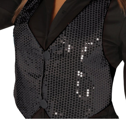 Vest Zwarte Pailetten Vrouwen van Fiestas Guirca koop je bij Partywinkel