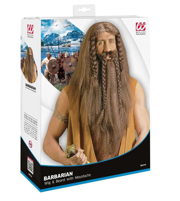 Viking Pruik Met Snor Bruin van Widmann koop je bij Partywinkel