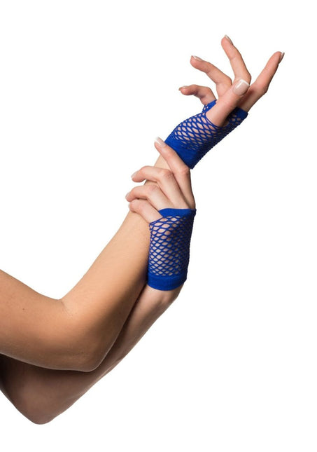 Vingerloze Handschoenen Kort Visnet Blauw van Partychimp koop je bij Partywinkel