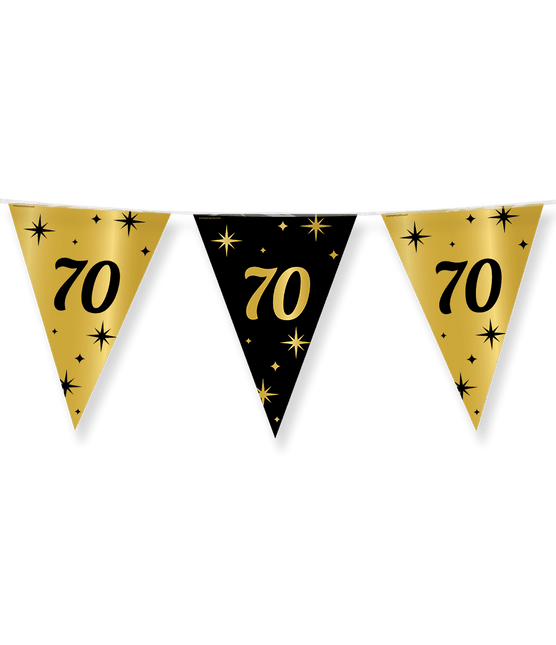 Vlaggenlijn 70 Jaar Goud Zwart 10m van Paper Dreams koop je bij Partywinkel