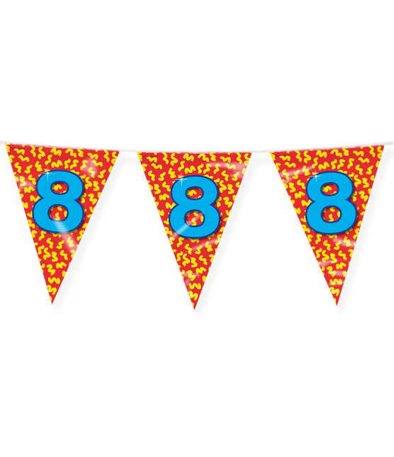 Vlaggenlijn 8 Jaar Gekleurd 10m van Paper Dreams koop je bij Partywinkel