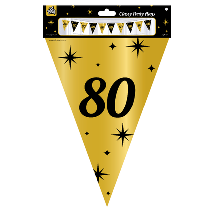 Vlaggenlijn 80 Jaar Goud Zwart 10m van Paper Dreams koop je bij Partywinkel