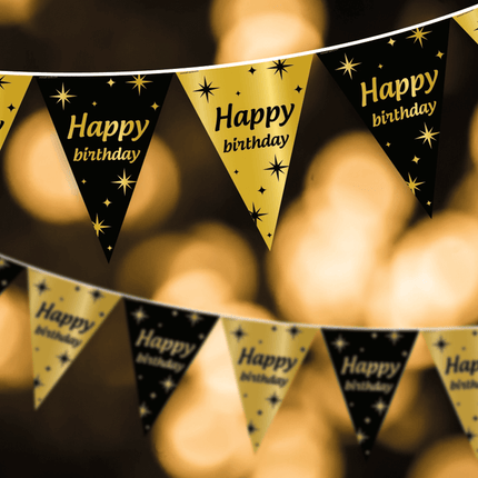 Vlaggenlijn Happy New Year Goud Zwart 10m van Paper Dreams koop je bij Partywinkel