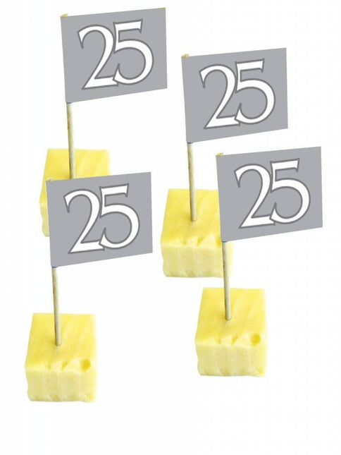Vlagprikkers 25 Jaar Zilver 50st - Partywinkel - 8714572077965