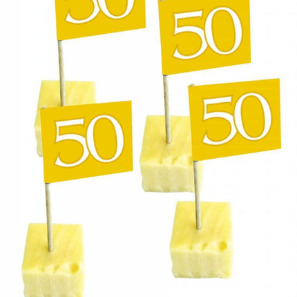 Vlagprikkers 50 Jaar Goud 50st van Folat koop je bij Partywinkel